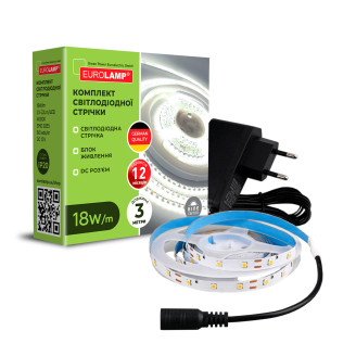 Готовий набір LED Стрічка 60 діодів/м, 3м, 4000K, адаптер 12V EUROLAMP