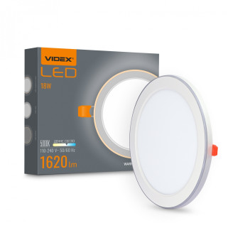 LED світильник вбудований з декоративною підсвіткою VIDEX DL4R 18W+6W 5000K+2700K 220V