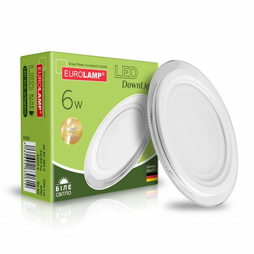 Світлодіодний EUROLAMP LED Світильник круглий DownLight 6W 4000K (скло)