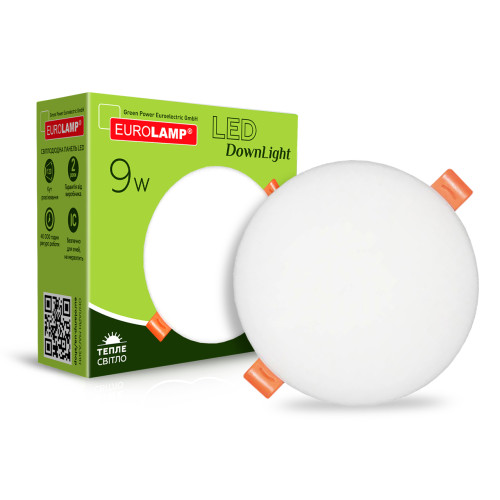 LED Світильник круглий врізний 9W-3000K EUROLAMP