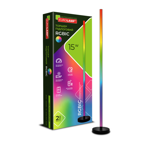 LED Торшер підлоговий 15W RGB DC12V чорний EUROLAMP