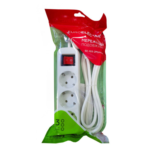 EUROELECTRIC Мережевий фільтр-подовжувач simple Х3, 10А, 2М
