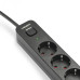 Мережевий подовжувач VIDEX ONCORD з/з 6п 3м (3x1.5мм) з кнопкою Black