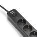 Мережевий подовжувач VIDEX ONCORD з/з 3п 3м (3x1.5мм) з кнопкою Black