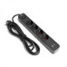Мережевий подовжувач VIDEX ONCORD з/з 4п 3м (3x1.5мм) 3.4А USB(QC3.0) +USB-C(PD20W) з кнопкою Black