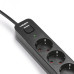 Мережевий подовжувач VIDEX ONCORD з/з 4п 3м (3x1.5мм) 3.4А USB(QC3.0) +USB-C(PD20W) з кнопкою Black