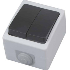 Вимикач накладний 2-клв. 10А 250V IP54 сірий ATOM