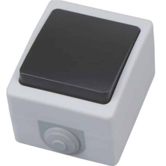Выключатель  накладной 1-клв. 10А 250V IP54 серый ATOM
